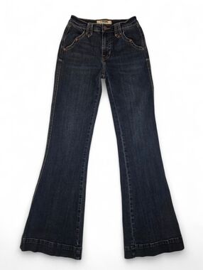 Rock & Roll Denim High Rise Trouser Flare Jeans Dark Wash W25 L34 Western Rodeo